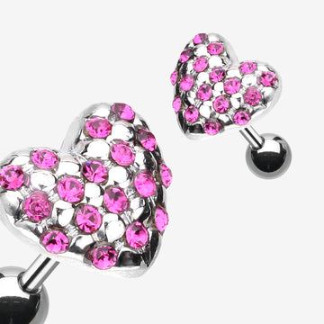 Fluffy Heart Multi-Gem Cartilage Earring-Fuchsia